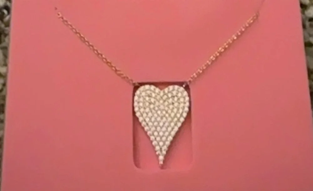 New Diamonique x Jennifer Miller Signature Boxed Pavé Large Heart Necklace NIB